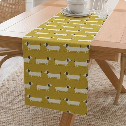 Runner da tavolo bassotto, runner da tavolo giallo zafferano ocra 36" 48" 54" 60" 64" 72" 84" 96" 104" fatto a mano