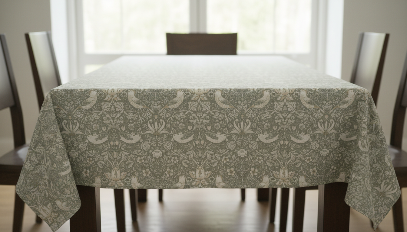 William Morris Strawberry Thief Natural Coated Tablecloth