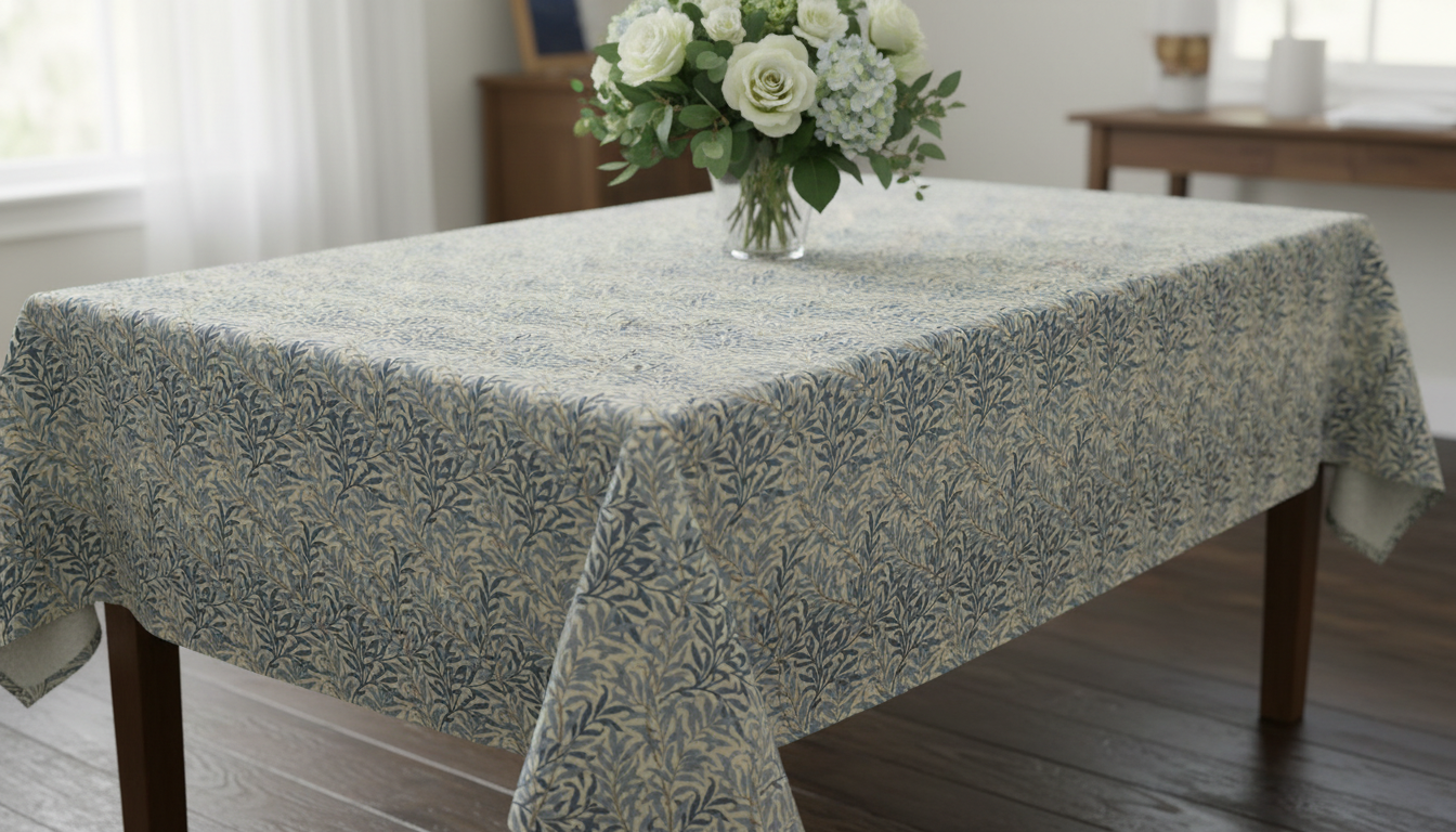 William Morris Willow Bough Sea Breeze Coated Tablecloth Water Resistant Outdoor