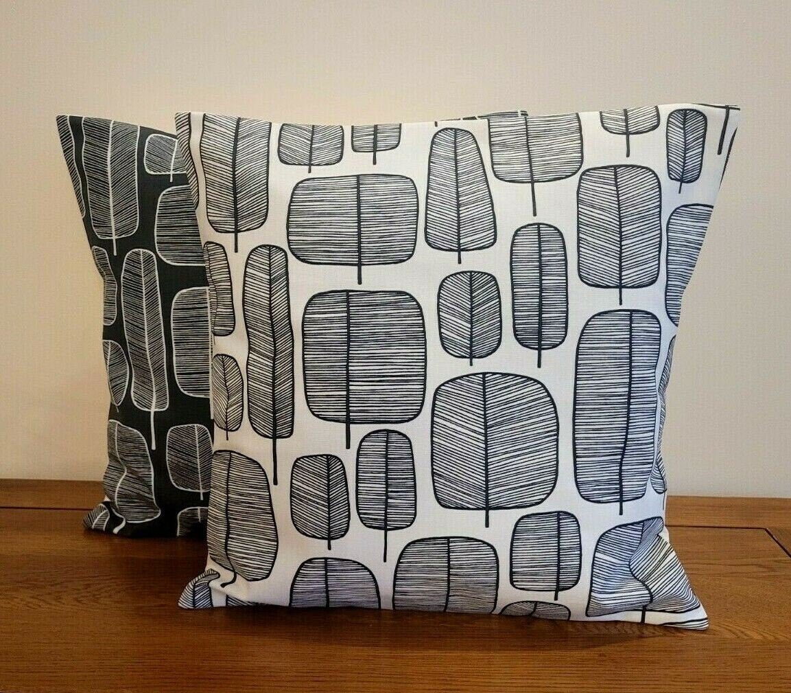 Decorative Cushion Cover MissPrint Little Trees Charcoal Black White Design 12" 14" 16" 17" 18" 20" 22" 24" 26" Handmade 100% Cotton - CushionCoverAndDecor