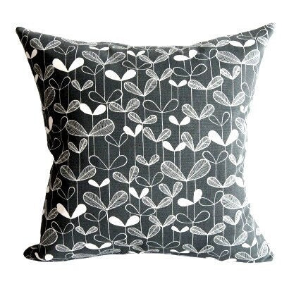 Decorative Cushion Cover MissPrint Saplings Graphit Black White Design 10" 12" 14" 16" 17" 18" 20" 22" 24" 26" Handmade 100% Cotton - CushionCoverAndDecor