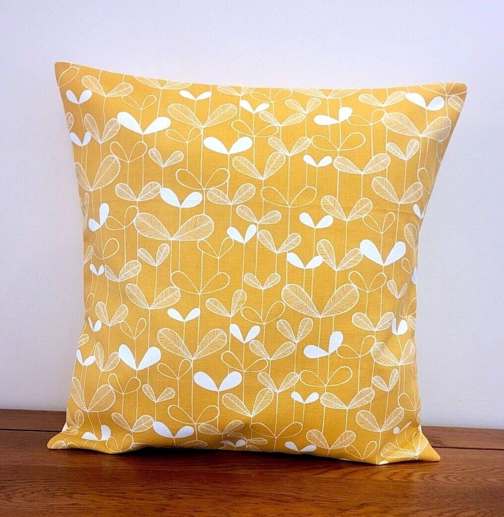 Decorative Cushion Cover MissPrint Saplings Sunflower Yellow Ochre Design 10" 12" 14" 16" 17" 18" 20" 22" 24" 26" Handmade 100% Cotton - CushionCoverAndDecor