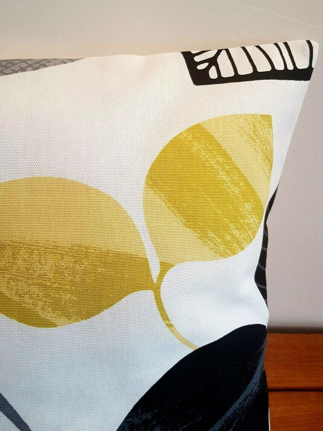 Decorative Cushion Cover , Pillow Cover Black Mustard Yellow Autumn Leaves Design - CushionCoverAndDecor