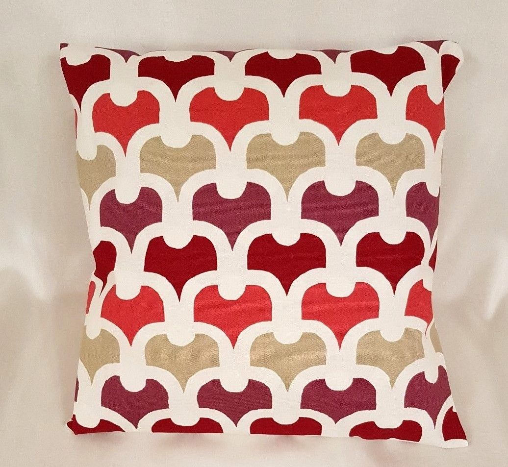 Decorative Cushion Cover , Pillow Cover Red Geometric Design 10" 12" 14" 16" 17" 18" 20" 22" 24" 26" Handmade 100% Cotton - CushionCoverAndDecor