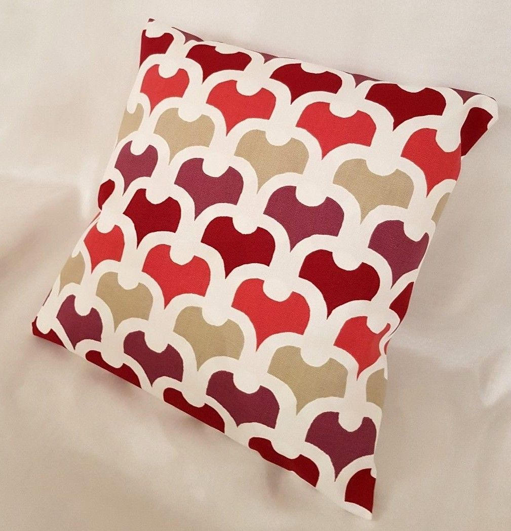 Decorative Cushion Cover , Pillow Cover Red Geometric Design 10" 12" 14" 16" 17" 18" 20" 22" 24" 26" Handmade 100% Cotton - CushionCoverAndDecor