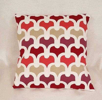 Decorative Cushion Cover , Pillow Cover Red Geometric Design 10" 12" 14" 16" 17" 18" 20" 22" 24" 26" Handmade 100% Cotton - CushionCoverAndDecor