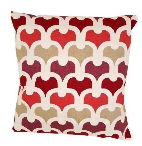 Decorative Cushion Cover , Pillow Cover Red Geometric Design 10" 12" 14" 16" 17" 18" 20" 22" 24" 26" Handmade 100% Cotton - CushionCoverAndDecor