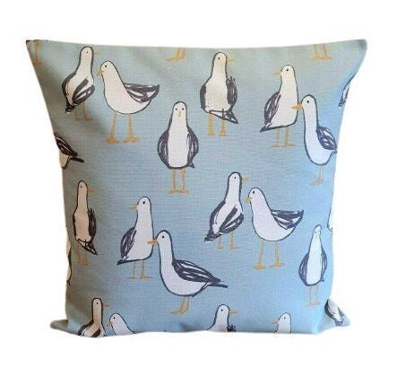 Decorative Cushion Pillow Cover Duckegg Blue Seagull Laridae ,Nautical Marine Seaside Design 10" 12 " 14" 16" 17" 18" 20" 22" 24" 26" - CushionCoverAndDecor
