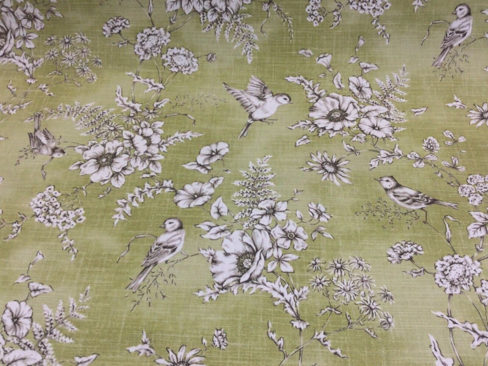 Decorative Cushion Pillow Cover Finch Toile Willow Green Bird Design 10" 12 " 14" 16" 17" 18" 20" 22" 24" 26" Handmade 100% Cotton - CushionCoverAndDecor