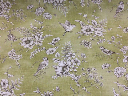 Decorative Cushion Pillow Cover Finch Toile Willow Green Bird Design 10" 12 " 14" 16" 17" 18" 20" 22" 24" 26" Handmade 100% Cotton - CushionCoverAndDecor