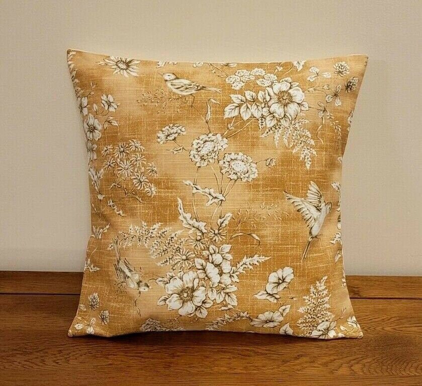 Decorative Cushion Pillow Cover iLiv Finch Toile Coral Orange Bird Design 10" 12 " 14" 16" 17" 18" 20" 22" 24" 26" Handmade 100% Cotton - CushionCoverAndDecor