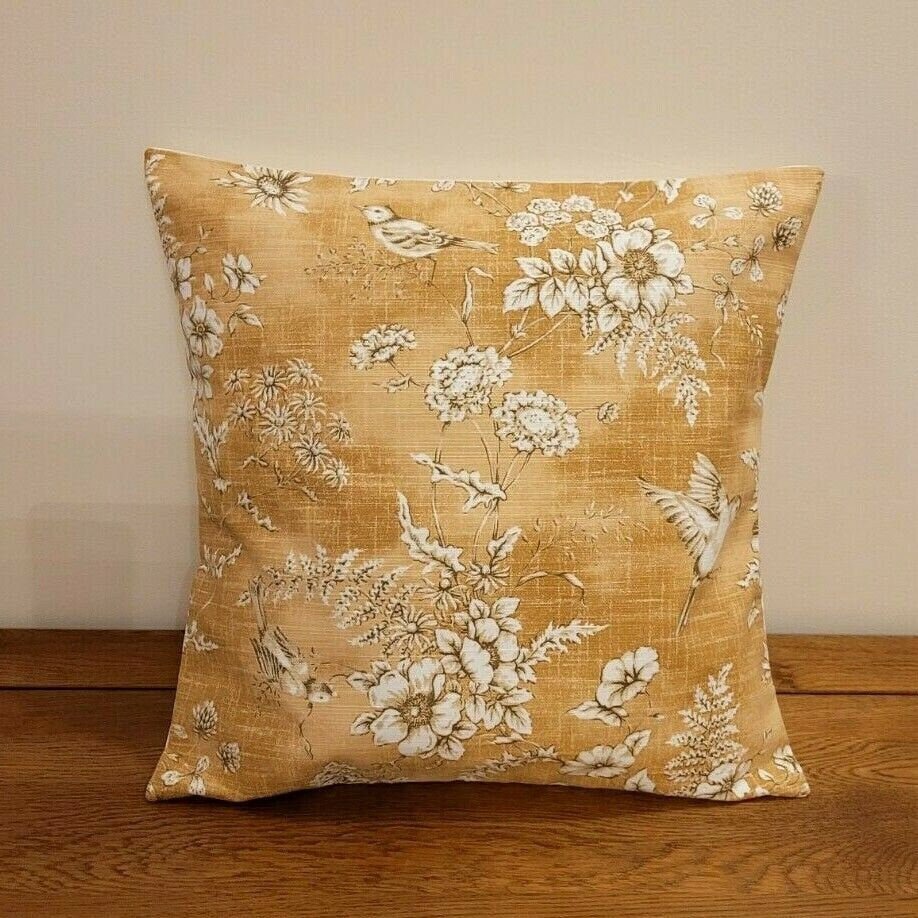 Decorative Cushion Pillow Cover iLiv Finch Toile Coral Orange Bird Design 10" 12 " 14" 16" 17" 18" 20" 22" 24" 26" Handmade 100% Cotton - CushionCoverAndDecor