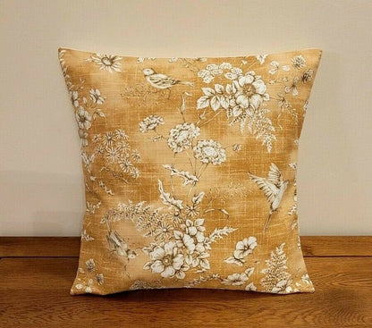 Decorative Cushion Pillow Cover iLiv Finch Toile Coral Orange Bird Design 10" 12 " 14" 16" 17" 18" 20" 22" 24" 26" Handmade 100% Cotton - CushionCoverAndDecor