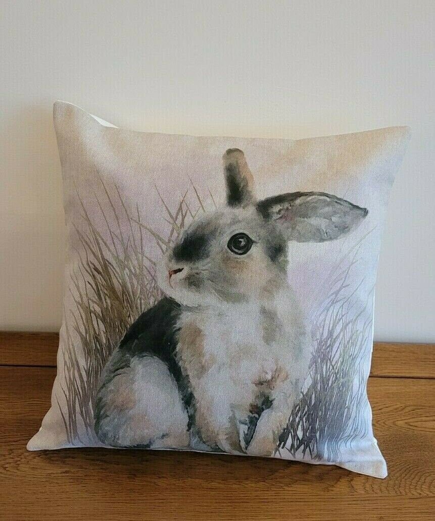 Decorative Easter Hare Rabbits Cushion Cover 16" Natural Beige Design , Pillow cover , Pillow Sham - CushionCoverAndDecor