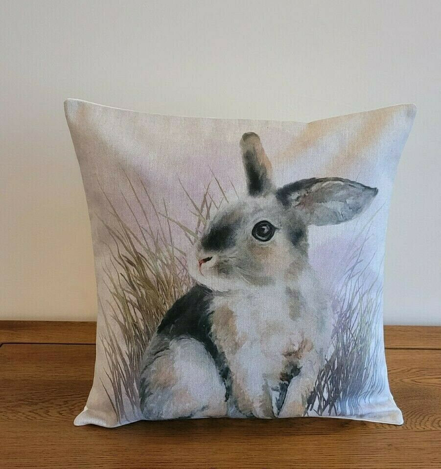 Decorative Easter Hare Rabbits Cushion Cover 16" Natural Beige Design , Pillow cover , Pillow Sham - CushionCoverAndDecor