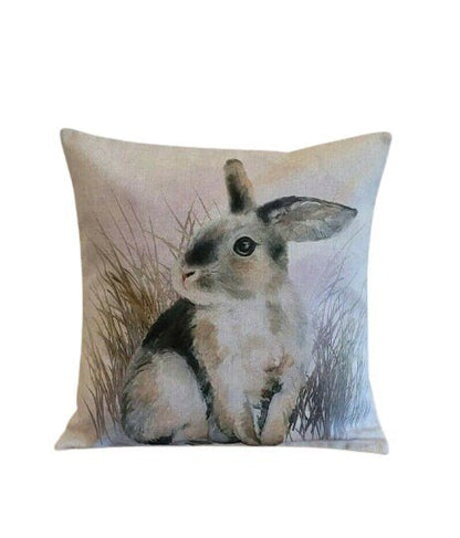 Decorative Easter Hare Rabbits Cushion Cover 16" Natural Beige Design , Pillow cover , Pillow Sham - CushionCoverAndDecor