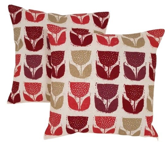 Decorative Pillow Cushion Cover, Throw Pillow , Pillowcase, Pillow Sham, Poppy Pod Red Desidn 10" 12" 14" 16" 17" 18" 20" 22" 24" 26" - CushionCoverAndDecor