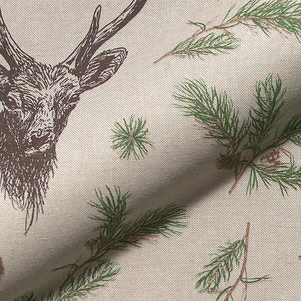 Deer Fir Branches Tablecloth , Deer Fir Branches Napkins , Christmas Linen Tablecloth , Tablecloth UK - CushionCoverAndDecor