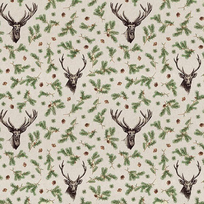 Deer Fir Branches Tablecloth , Deer Fir Branches Napkins , Christmas Linen Tablecloth , Tablecloth UK - CushionCoverAndDecor