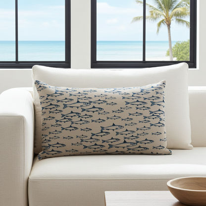 Abstract Fish Cushion Cover , Sardine Cushion Cover , Scandi Fish Cushion Cover , Throw Pillow , Scatter Cushions , Cushion Cover UK