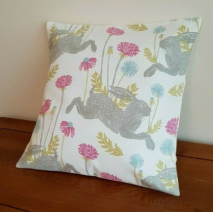 Easter Cushion Cover March Hare Summer Pink Design 10" 12" 14" 16" 17" 18" 20" 22" 24" 26" Handmade 100% Cotton - CushionCoverAndDecor
