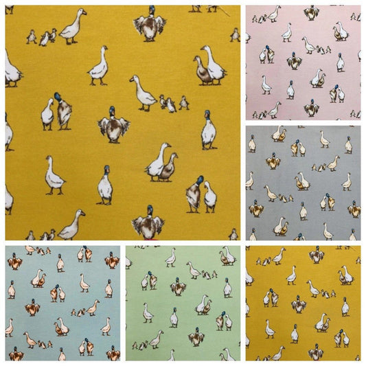 Easter Tablecloth , Napkins Shabby Ducks Design , Cotton Rich Linen Look Fabric , Tablecloth UK - CushionCoverAndDecor