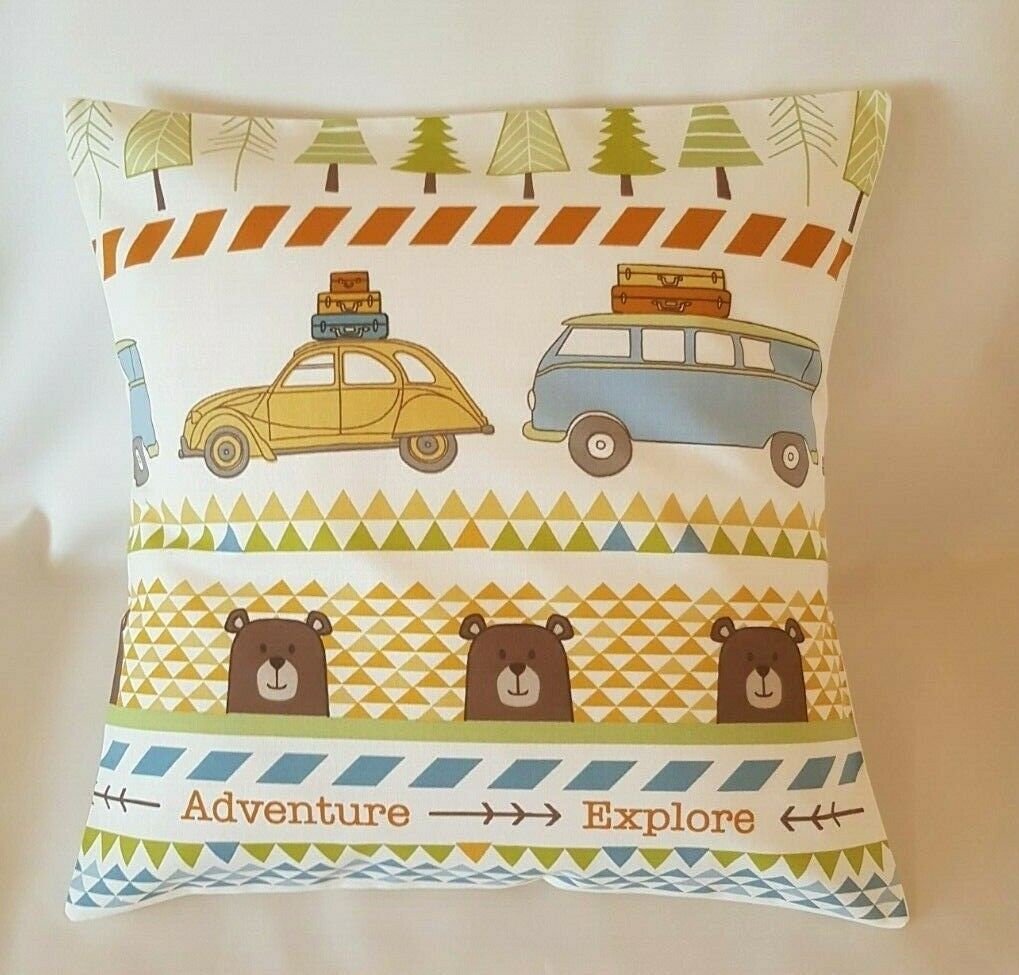 Explore Adventure Cushion Cover , Cars Cushion Cover , Children Pillow Cover , Kids Cushion , Decorative Cushion , Throw Pillow Cover UK - CushionCoverAndDecor