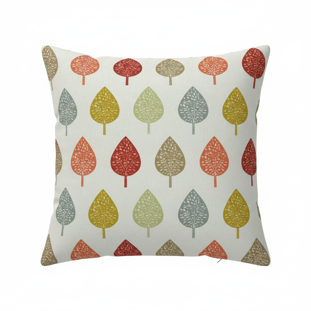 Symmetrical Leaf Leaves Burnt Orange  Cushion Cover
