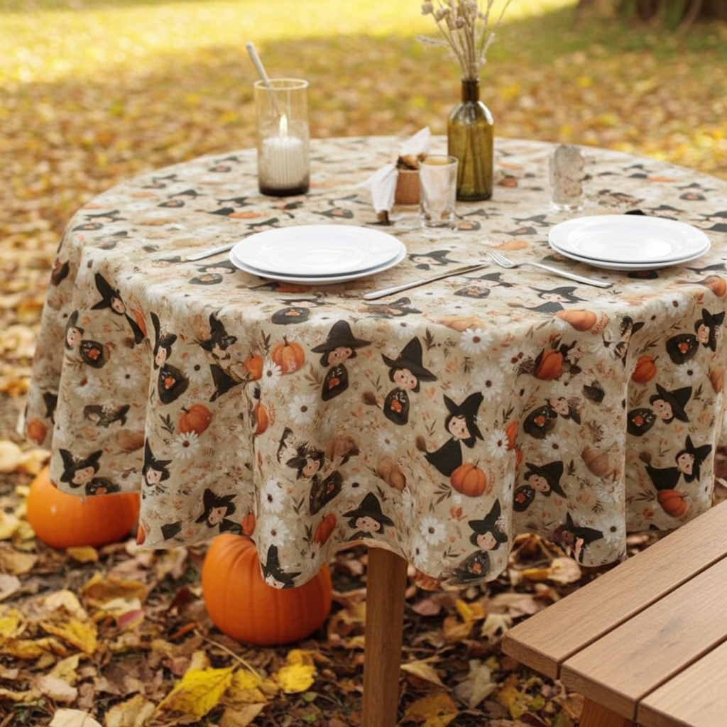Witches & Pumpkins Halloween Tablecloth