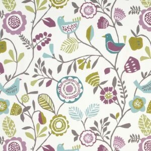 Fabric Placemats 12"x17" Clarke & Clarke Heather Olive Purple Bird Floral Design 100% Cotton Handmade - CushionCoverAndDecor