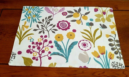 Fabric Placemats 12"x17" Clarke & Clarke Heather Olive Purple Bird Floral Design 100% Cotton Handmade - CushionCoverAndDecor