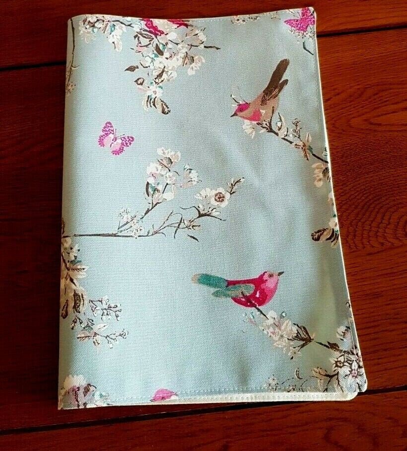 Fabric Placemats Blue Pink Duck-Egg Birds Floral 12"x17" Clarke & Clarke Design 100% Cotton Handmade - CushionCoverAndDecor