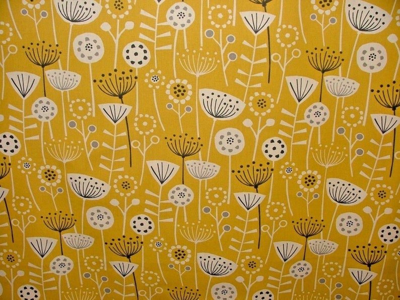 Fabric Placemats Fryetts Bergen Burnt Orange , Ochre Yellow , Blue Scandinavian Floral Design 100% Cotton - CushionCoverAndDecor