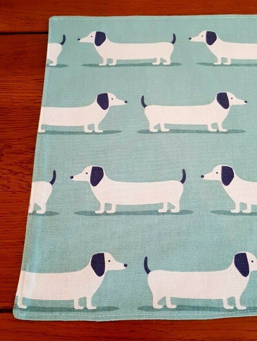 Fabric Placemats Fryetts Dachshund Sausage Dog Duck Egg Mustard Ochre Design 100% Cotton Handmade - CushionCoverAndDecor