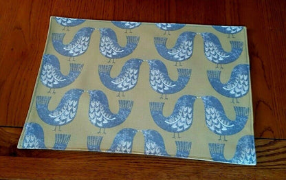 Fabric Placemats ILiv Scandi Birds Red Blue Green Mustard Design 100% Cotton Handmade - CushionCoverAndDecor