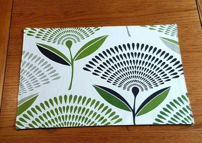 Fabric Placemats Lime Green Grey Dandelion Design 12"x17" Prestigious Textiles 100% Cotton Handmade - CushionCoverAndDecor