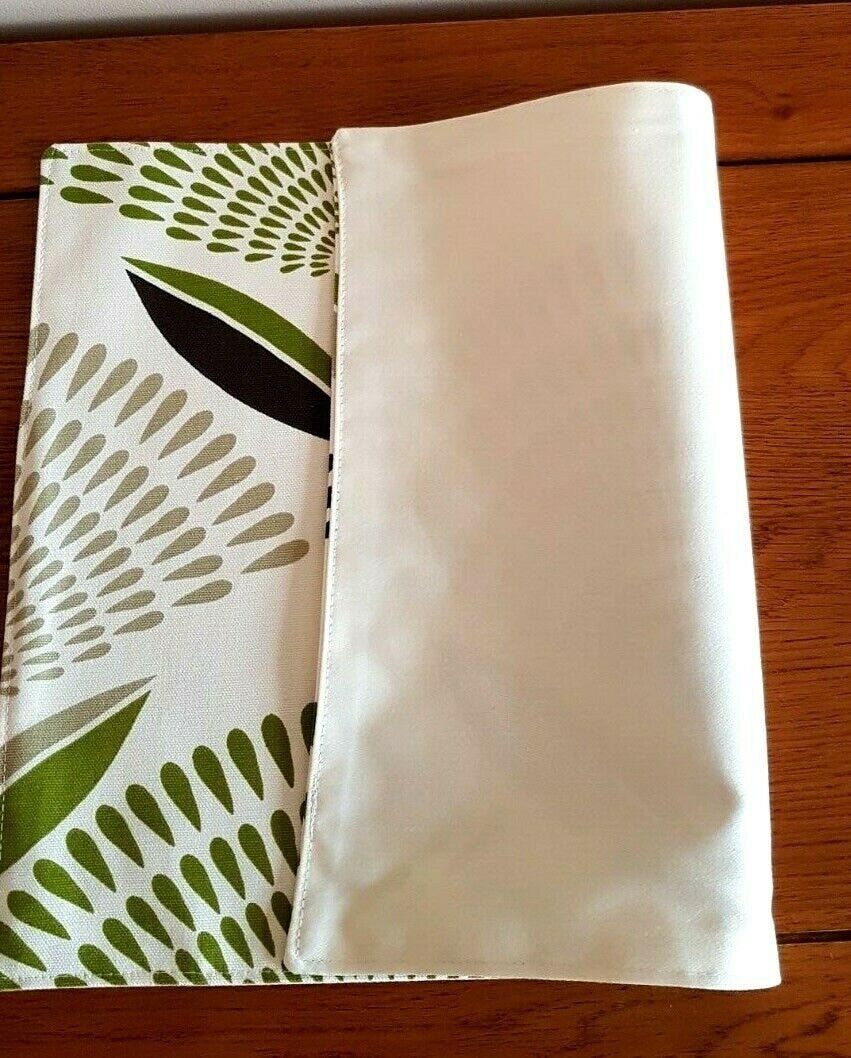 Fabric Placemats Lime Green Grey Dandelion Design 12"x17" Prestigious Textiles 100% Cotton Handmade - CushionCoverAndDecor