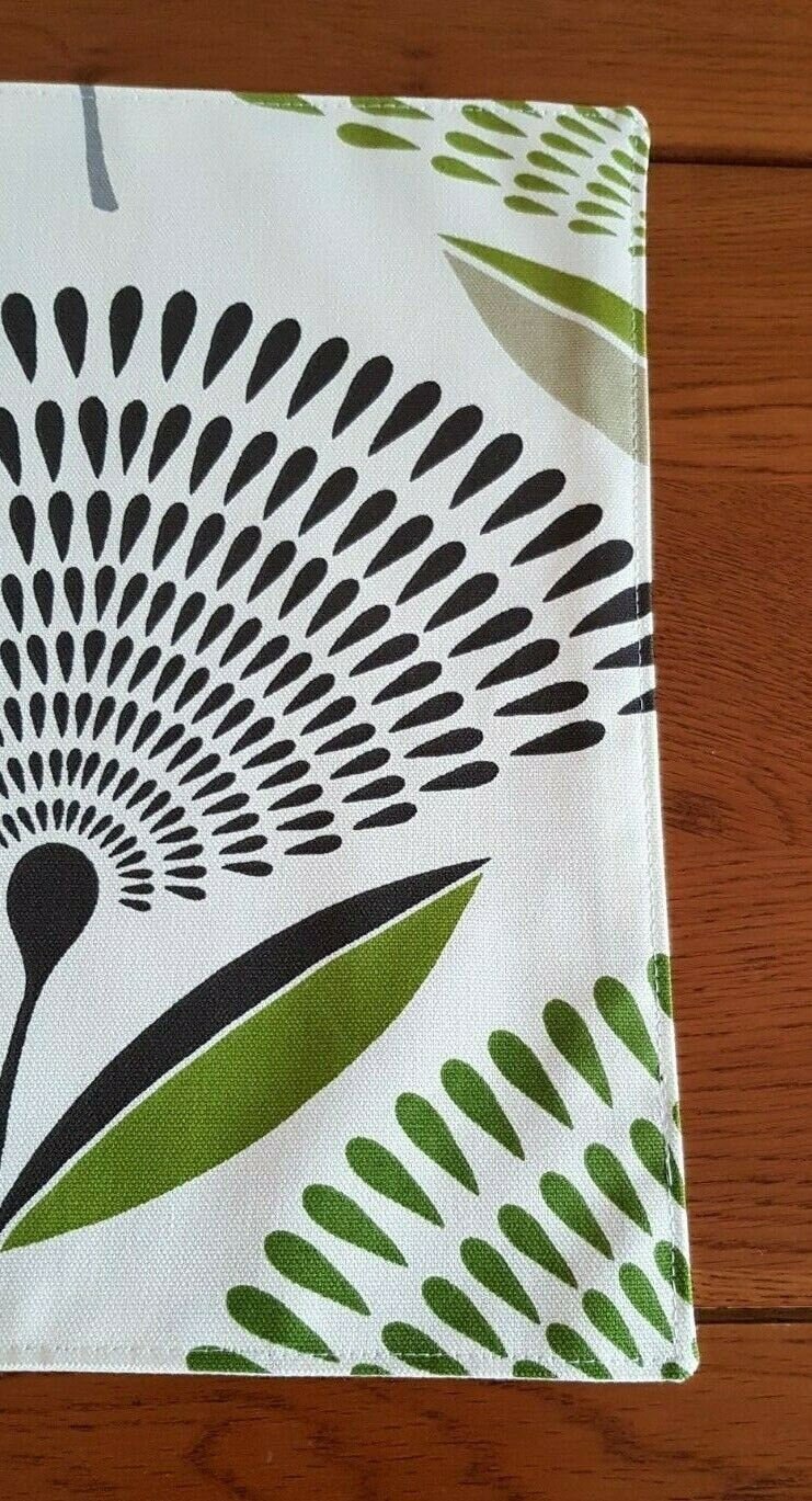 Fabric Placemats Lime Green Grey Dandelion Design 12"x17" Prestigious Textiles 100% Cotton Handmade - CushionCoverAndDecor