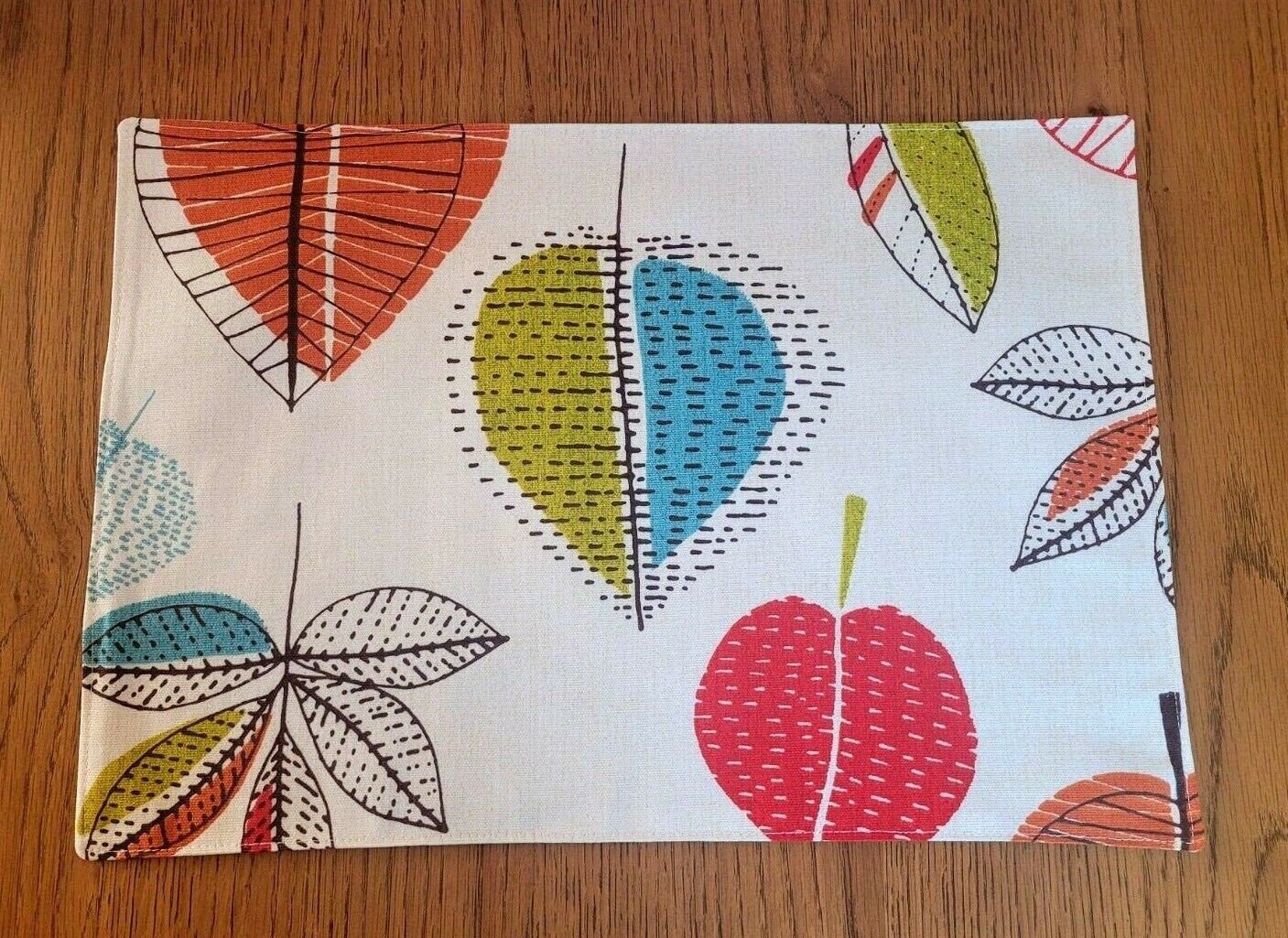 Fabric Placemats Maple Apple Leaf Red Green Black Design 12"x17" Prestigious Textiles 100% Cotton Handmade - CushionCoverAndDecor