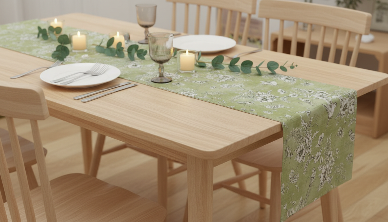 Tischläufer, Servietten mit springenden Hasen, Naturbeige-Design, Ostertischläufer, Größen: 91 cm, 122 cm, 137 cm, 152 cm, 163 cm, 183 cm, 213 cm, 244 cm, 264 cm, Handgefertigt aus 100 % Baumwolle