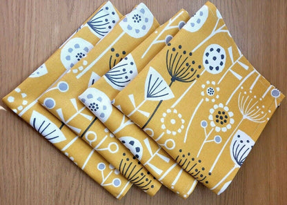 Floral Fabric Napkins , Cotton Napkins , Set Of Floral Napkins , Fabric Napkin Set , Tableware , Summer Table Linen , Scandinavian Napkins - CushionCoverAndDecor