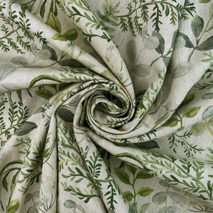 Floral Tablecloth , Leaves Tablecloth , Green Grey Linen Tablecloth , Floral Linen Look Tablecloth , Tablecloth UK - CushionCoverAndDecor