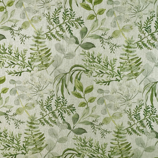 Floral Tablecloth , Leaves Tablecloth , Green Grey Linen Tablecloth , Floral Linen Look Tablecloth , Tablecloth UK - CushionCoverAndDecor