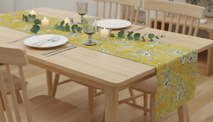 Tischläufer, Servietten mit springenden Hasen, Naturbeige-Design, Ostertischläufer, Größen: 91 cm, 122 cm, 137 cm, 152 cm, 163 cm, 183 cm, 213 cm, 244 cm, 264 cm, Handgefertigt aus 100 % Baumwolle