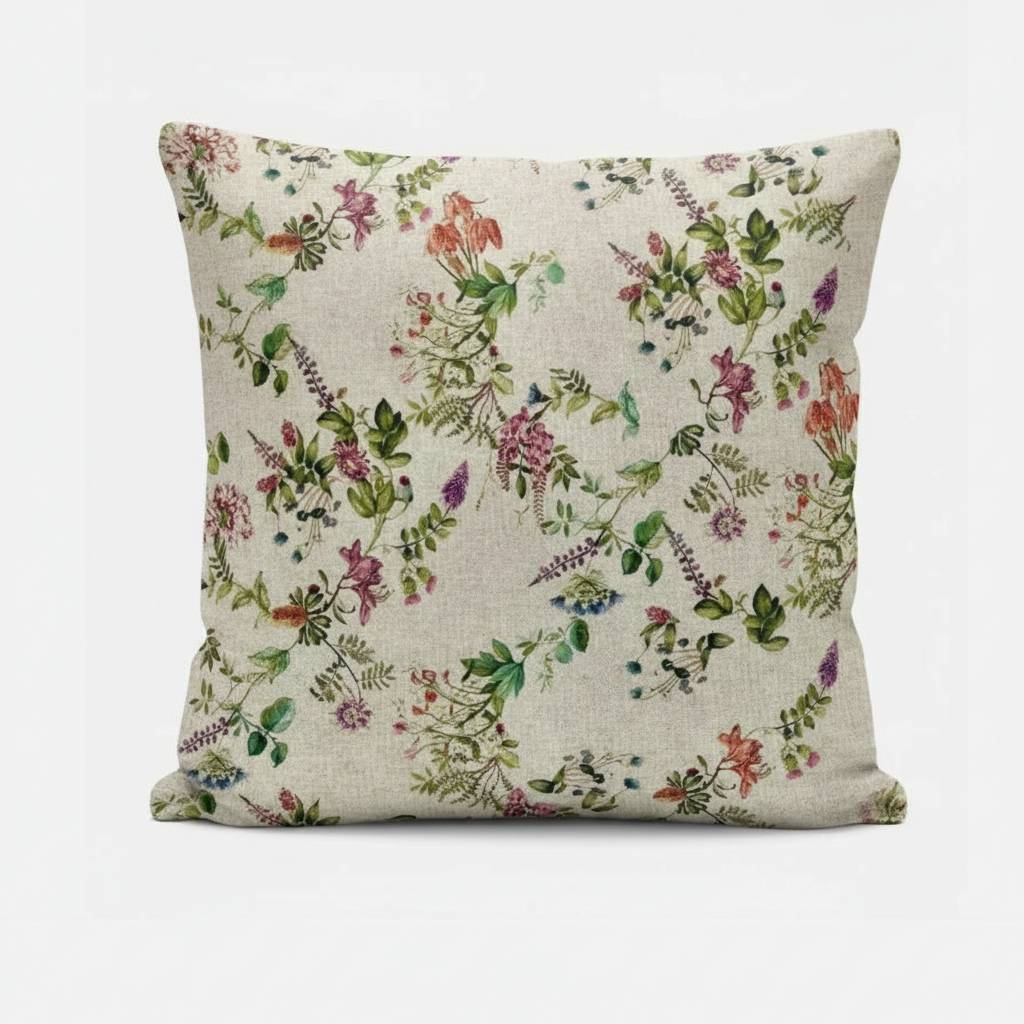 Botanical Garden Floral Natural Cushion Cover