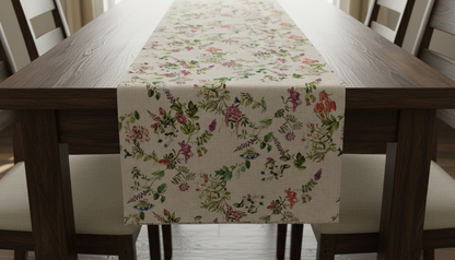 Tischläufer, Servietten mit springenden Hasen, Naturbeige-Design, Ostertischläufer, Größen: 91 cm, 122 cm, 137 cm, 152 cm, 163 cm, 183 cm, 213 cm, 244 cm, 264 cm, Handgefertigt aus 100 % Baumwolle