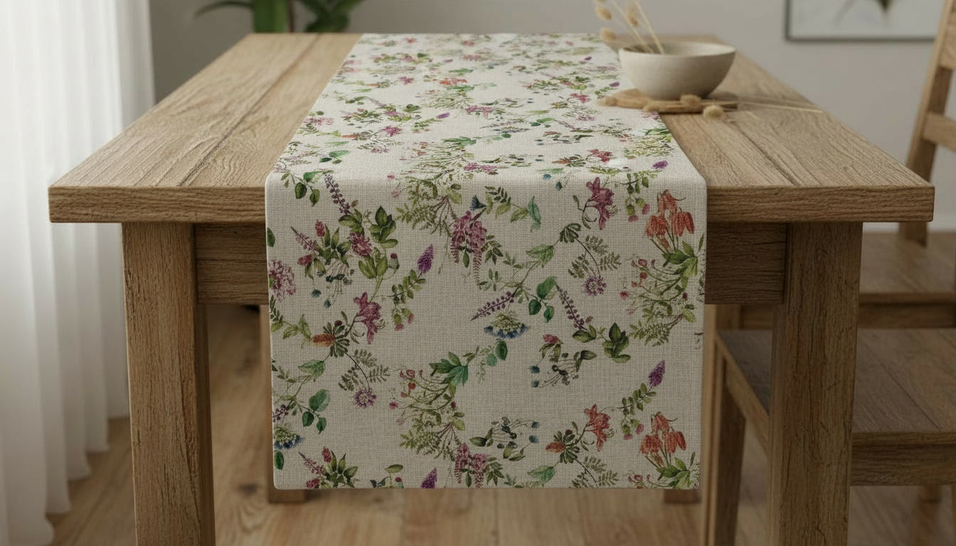 Tischläufer, Servietten mit springenden Hasen, Naturbeige-Design, Ostertischläufer, Größen: 91 cm, 122 cm, 137 cm, 152 cm, 163 cm, 183 cm, 213 cm, 244 cm, 264 cm, Handgefertigt aus 100 % Baumwolle