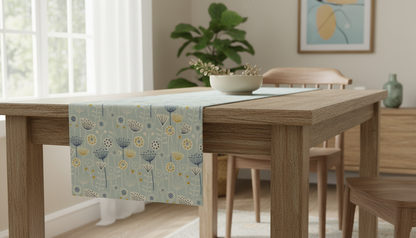Tischläufer, Servietten mit springenden Hasen, Naturbeige-Design, Ostertischläufer, Größen: 91 cm, 122 cm, 137 cm, 152 cm, 163 cm, 183 cm, 213 cm, 244 cm, 264 cm, Handgefertigt aus 100 % Baumwolle