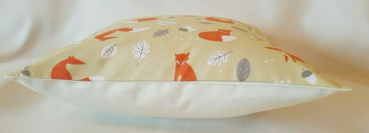 Fox Cushion Cover , Acorn Cushion Cover , Yellow Orange Pillow Cover , Kids Cushion , Decorative Cushion , Throw Pillow Cover UK - CushionCoverAndDecor