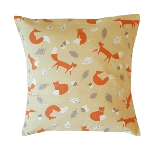 Fox Cushion Cover , Acorn Cushion Cover , Yellow Orange Pillow Cover , Kids Cushion , Decorative Cushion , Throw Pillow Cover UK - CushionCoverAndDecor